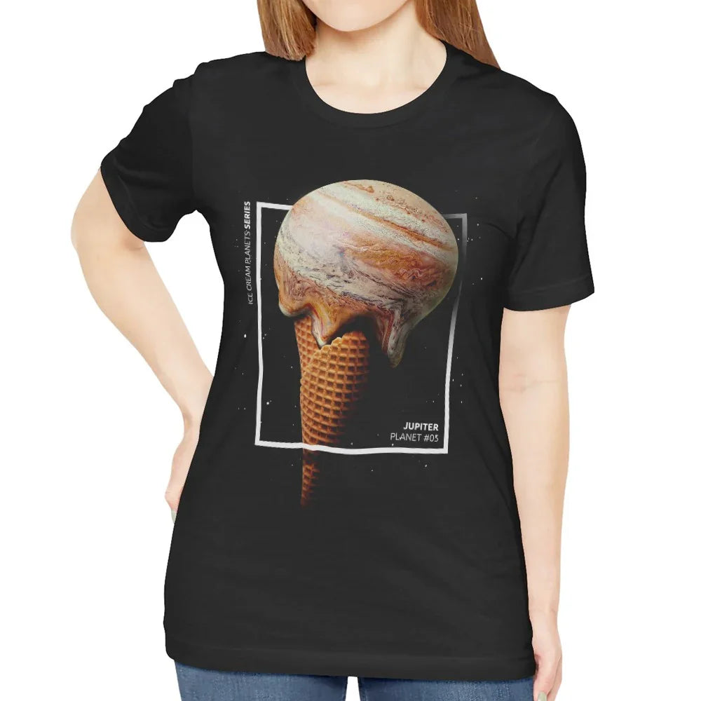 Unique Jupiter Planet Ice Cream Cone Graphic Tee product type