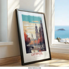 Liverpool Wall Art, United Kingdom Print, Cityscape Painting, Travel Poster, Home Decor, England Artwork, Building Illustration - Tawshia
