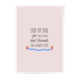 Side by Side Photographic Prints, Best Friends Wall Art, Long Distance Friendship Gift, Minimalist Quote Prints, Friendship Decor - Tawshia