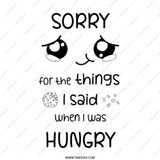 Sorry When Hungry Tote Bag, Funny Quote, Foodie Gift, Anime Eyes, Apology Gift, Hungry Humor, Relatable, Cute Design Tote, Shopping Bag - Tawshia