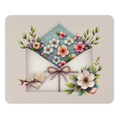 Floral Envelope Mouse Pad, Flower Mousepad, Spring Decor Desk Mat, Cute Office Decor, Letter and Blossom Mouse Pad, Work From Home Gift - Tawshia
