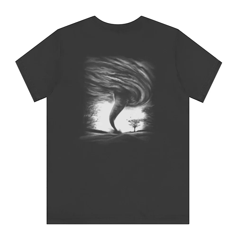 Tornado Illustration on Black Tornado and Tree Shirt product type