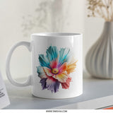 Colorful Floral Mug, Artistic Flower Coffee Mug, Gift for Her, Spring Flower Mug, Rainbow Petals Cup, Painterly Bloom Mug, Tea Mug - Tawshia