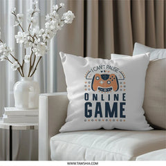 Gamer Pillow, Online Game Pillow, I Can't Pause Pillow, Video Game Throw Pillow, Gamer Gift Pillow, Game Room Decor Pillow - Tawshia