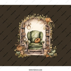 Cozy Autumn Reading Nook Backpack, Fall Decor, Bookshelf, Pumpkin, Autumnal Backpack, Reader Gift, Cozy Vibes, Decorative Backpack - Tawshia