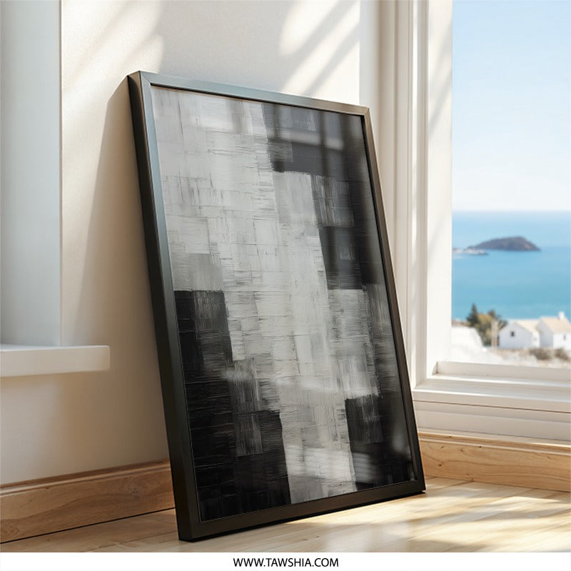 Abstract Art Wall Decor, Black and White Painting, Modern Minimalist Print, Textured Wall Art, Contemporary Home Decor - Tawshia