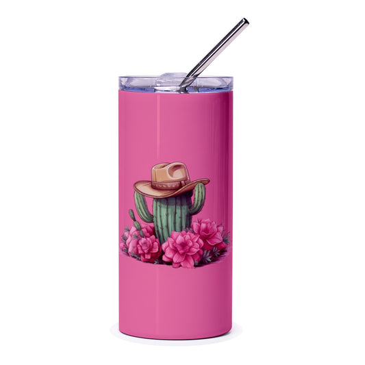 Cactus Tumbler, Pink Tumbler, Cowboy Hat Tumbler, Floral Tumbler, Western Tumbler, Desert Tumbler, Cute Tumbler - Tawshia