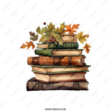Book Stack Pillow, Autumn Leaves Pillow, Fall Decor Pillow, Cozy Reading Nook Pillow, Book Lover Gift, Library Decor Pillow - Tawshia