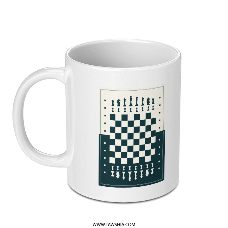 Chess Board Design on White Ceramic Mug product
