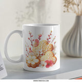 Floral Cookies Mug, Heart Cookies, Spring Flowers, Unique Gift, Coffee Cup, Tea Mug, Cute Mug, Gift for Baker, Baking Lover, Gift for Her - Tawshia