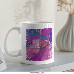 Vibrant Pink Train Graphic White Coffee Mug product