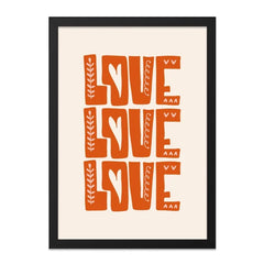 Love Wall Art, Modern Love Print, Minimalist Art, Boho Wall Decor, Orange Love Art, Trendy Home Decor, Gift Idea, Framed Wall Art - Tawshia
