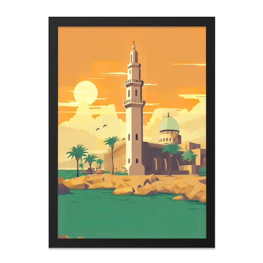 Mosque Wall Art, Coastal Minaret Print, Islam Decor, Middle East Landscape, Vacation Art, Exotic Mosque, Beach Art Print, Architecture Art - Tawshia