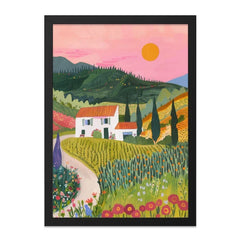 Tuscan Landscape Wall Art, Italy Painting Print, Countryside Home Decor, Italian Villa Scenery, Tuscany Fields Artwork - Tawshia