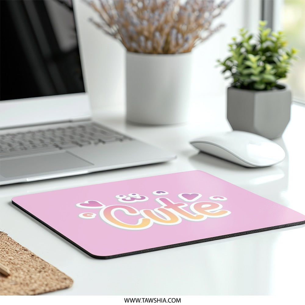 Cute Mouse Pad, Pastel Pink, Kawaii Decor, Girly Gaming, Home Office, Desk Accessories, Heart Accents, Cute Gift Idea, Unique Mousepads - Tawshia