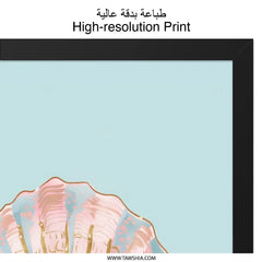 Seashell Wall Art, Pink Blue Gold Shell Print, Coastal Home Decor, Beach House Wall Decor, Modern Wall Art, Ocean Art Print - Tawshia