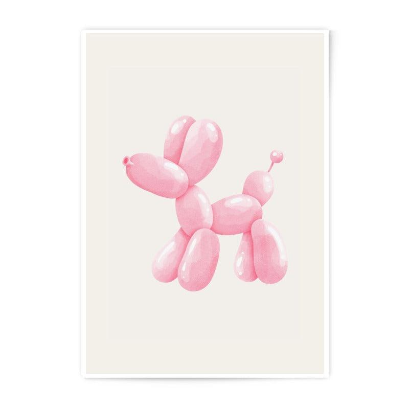 Pink Balloon Dog Photographic Print, Kids Room Decor, Nursery Art, Playroom Wall Art, Party Decoration, Animal Balloon Print - Tawshia