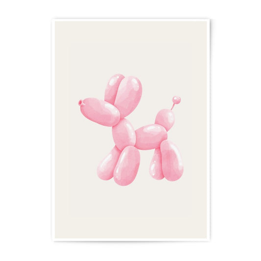 Pink Balloon Dog Photographic Print, Kids Room Decor, Nursery Art, Playroom Wall Art, Party Decoration, Animal Balloon Print - Tawshia