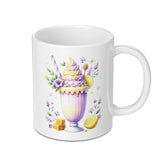 Lemon Lavender Latte Mug, Floral Coffee Cup, Unique Tea Mug, Cute Drinkware, Aesthetic Mug, Gift for Her, Whimsical Watercolor Mug - Tawshia