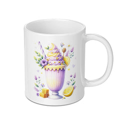 Lemon Lavender Latte Mug, Floral Coffee Cup, Unique Tea Mug, Cute Drinkware, Aesthetic Mug, Gift for Her, Whimsical Watercolor Mug - Tawshia