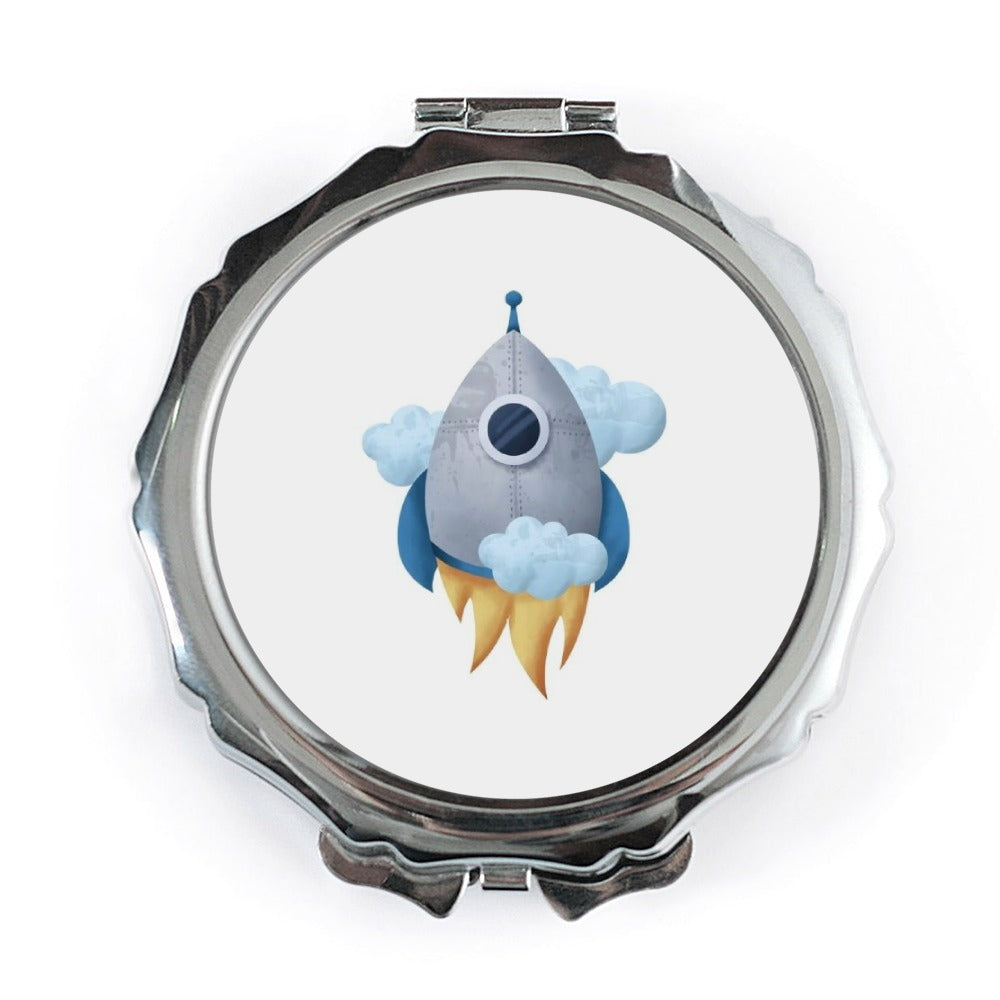 Rocket Pocket Mirror, Space Lover Gift, Cute Mirror, Unique Pocket Mirror, Travel Mirror, Cosmetic Mirror, Compact Mirror, Cool Pocket - Tawshia