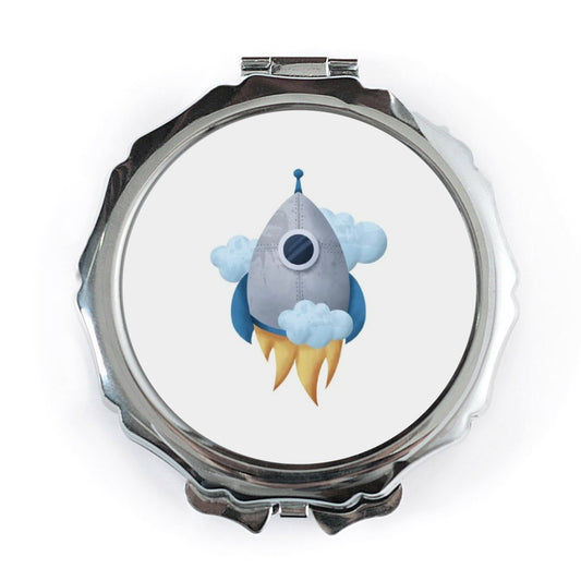 Rocket Pocket Mirror, Space Lover Gift, Cute Mirror, Unique Pocket Mirror, Travel Mirror, Cosmetic Mirror, Compact Mirror, Cool Pocket - Tawshia