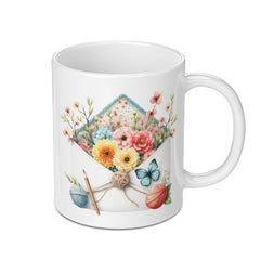 Floral Mail Mug, Butterfly Mug, Yarn Ball Mug, Flower Mug, Floral Envelope Mug, Cute Mug, Coffee Mug, Tea Mug, Gift Mug, Unique Mugs - Tawshia