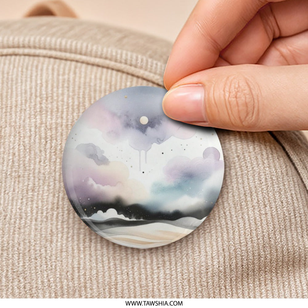 Watercolor Sky Pinback Button, Aesthetic Clouds Badge, Pastel Landscape, Unique Gift, Button Collection, Trendy Accessory, Backpack Pin - Tawshia