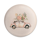 Pink Car Pinback Button, Floral Car Button, Vintage Car Button, Flower Car Pin, Cute Car Badge, Retro Car Pinback, Car Lover Gift - Tawshia