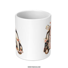 Cute Car Mug, Decorated Car, Floral Car, Unique Coffee Mug, Quirky Mugs, Gift Mug, Novelty Drinkware, Car Lover Mug - Tawshia