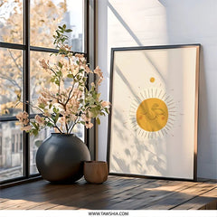 Smiling Sun Wall Art, Kids Room Decor, Nursery Art Print, Modern Home Decor, Sunshine Print, Happy Sun Art, Playroom Wall Decor - Tawshia