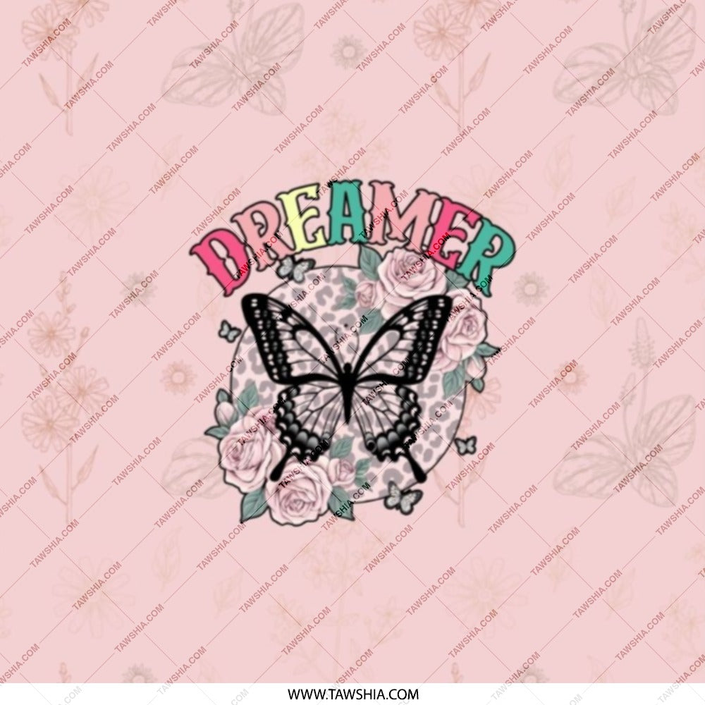 Dreamer Butterfly Pocket Mirror, Aesthetic Floral Compact Mirror, Cute Travel Mirror, Gifts for Her, Inspirational Portable Mirror - Tawshia