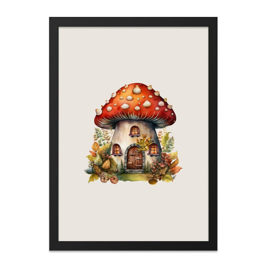 Mushroom House Wall Art, Fantasy Home Decor, Whimsical Print, Enchanted Cottagecore, Fungi Artwork, Unique Gift, Kids Room Art - Tawshia