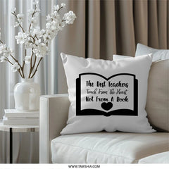 Teacher Appreciation Pillow, Best Teacher Gift, Heart Pillow, Teaching From Heart Gift, Thank You Teacher, Book Lover Pillow - Tawshia