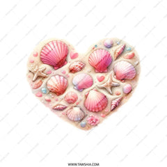 Seashell Heart Tote Bag, Beach Lover Gift, Ocean Inspired, Coastal Decor, Summer Bag, Gift for Her, Shell Art Tote, Nautical Theme - Tawshia