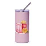Cake Design Tumbler, Watercolor Cake, Orange Slices, Pink Tumbler, Unique Drinkware, Birthday Gift Idea, Dessert Lover Gift, Party Tumbler - Tawshia