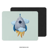 Rocket Mouse Pad, Space Theme Mousepad, Cute Mousepad, Travel Mousepad, Office Decor, Gift for Him, Gift for Her, Trendy Mouse Pad - Tawshia