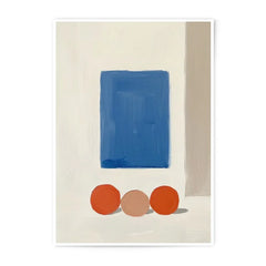 Modern Abstract Photographic Prints, Minimalist Wall Decor, Geometric Shapes Art, Blue Square, Orange Circles, Home Decor - Tawshia