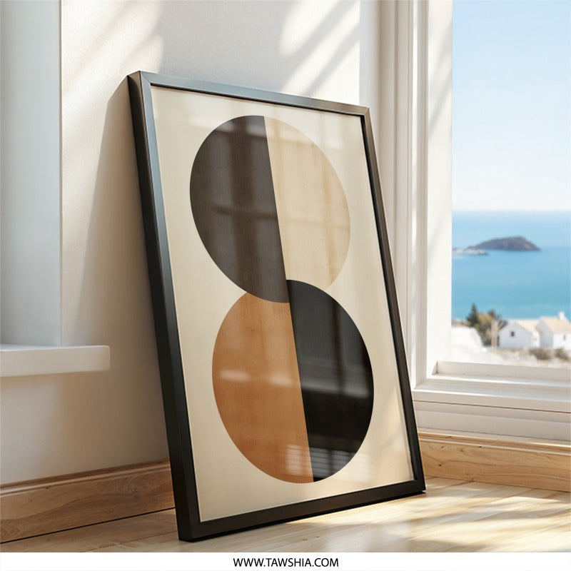 Abstract Circles Wall Art, Geometric Print, Modern Art Decor, Minimalist Artwork, Home Decor, Circle Art Print, Wall Decor, Framed Art - Tawshia