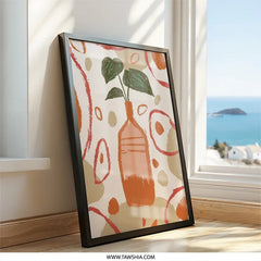 Botanical Wall Art, Plant in Vase Art, Abstract Wall Decor, Modern Art Print, Home Decor Art, Framed Art, Trendy Wall Art (134 characters) - Tawshia