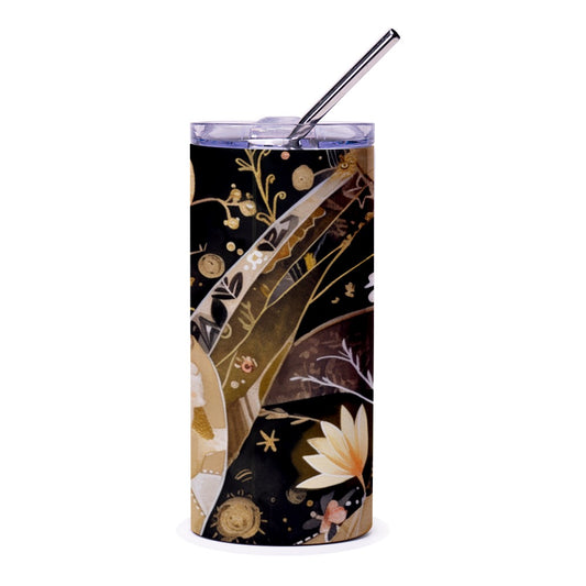 Boho Floral Tumbler, Abstract Design, Unique Drinkware, Stylish Tumblers, Trendy Cup, Coffee Tumbler, Gift Idea, Decorative Tumbler - Tawshia