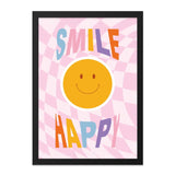 Smile Happy Wall Art, Retro Smiley Face Print, Cheerful Home Decor, Trendy Poster, Positive Vibes Art, 70s Inspired Aesthetic - Tawshia