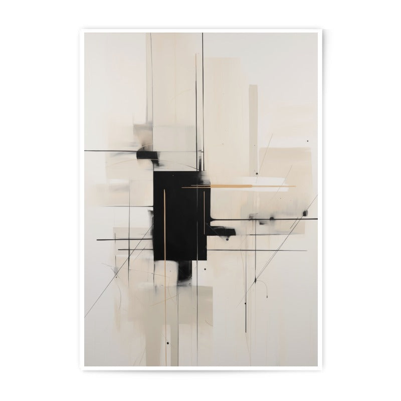 Abstract Art Photographic Print, Modern Wall Decor, Geometric Art, Beige Black Print, Contemporary Art Print, Home Decor - Tawshia