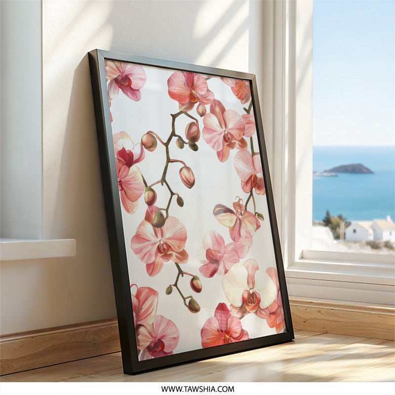 Orchid Wall Art, Floral Print, Botanical Art, Flower Wall Decor, Pink Orchid Painting, Modern Wall Art, Home Decor, Framed Wall Art - Tawshia