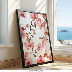 Orchid Wall Art, Floral Print, Botanical Art, Flower Wall Decor, Pink Orchid Painting, Modern Wall Art, Home Decor, Framed Wall Art - Tawshia