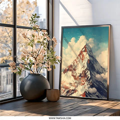 Majestic Mountain Peak Wall Art, Snow Capped Mountain Print, Scenic Mountain Landscape Decor, Atmospheric Mountain Poster, Home Decor - Tawshia