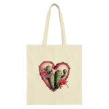 Cactus Heart Tote Bag, Floral Desert Tote, Trendy Shopping Bag, Southwestern Style Tote, Cute Tote Bag, Aesthetic Tote - Tawshia