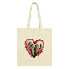 Cactus Heart Tote Bag, Floral Desert Tote, Trendy Shopping Bag, Southwestern Style Tote, Cute Tote Bag, Aesthetic Tote - Tawshia
