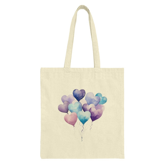 Heart Balloons Tote Bag, Watercolor Hearts Bag, Cute Heart Design Tote, Gift For Her, Everyday Tote Bag, Love Tote, Birthday Gift - Tawshia