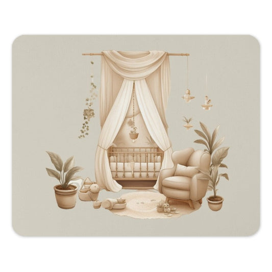 Boho Nursery Mouse Pad, Kids Room Decor, Cute Playroom Desk Mat, Nursery Illustration, Bohemian Baby Gift Idea, Neutral Toned Decor - Tawshia